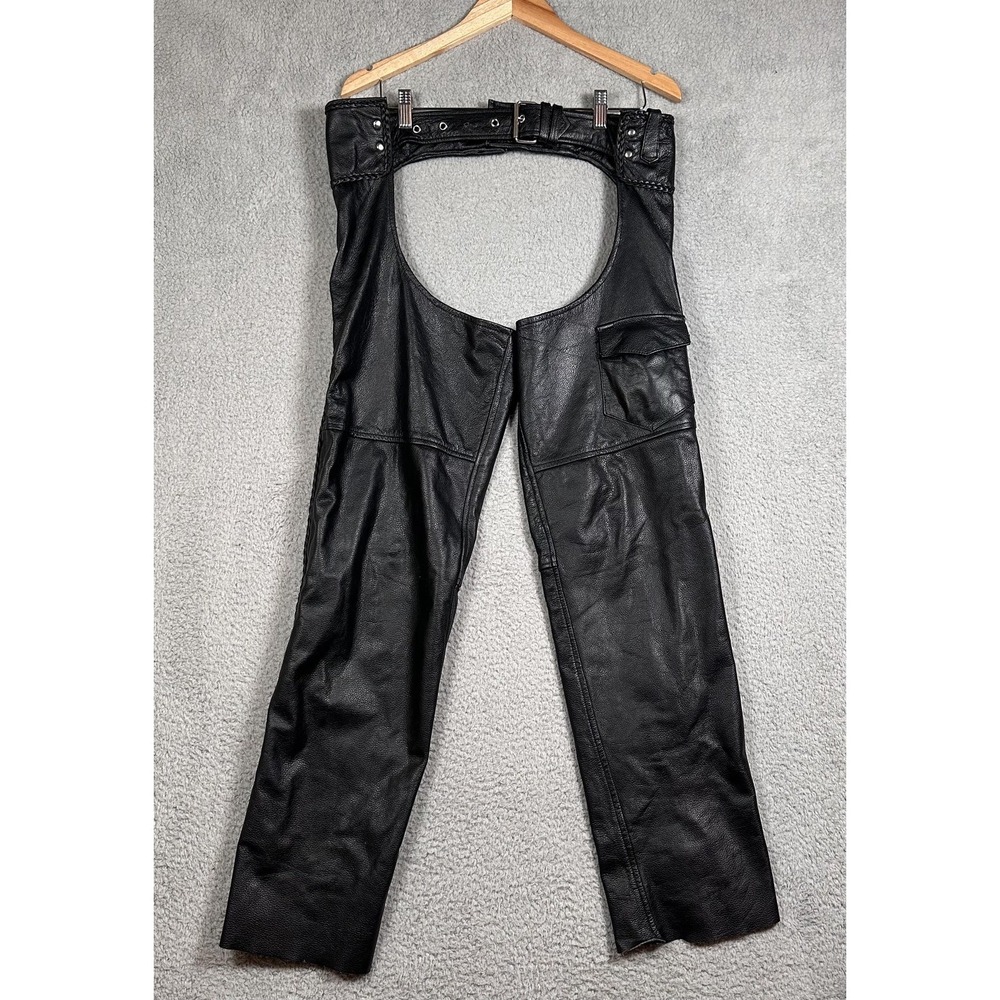 Jafrum Leather Motorcycle Chaps‎ Mens Small Biker Gear Adjustable Waist Lined
